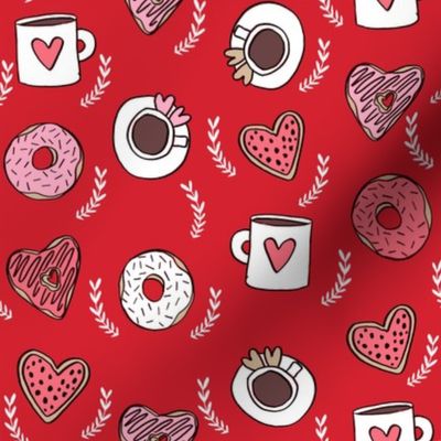 valentines coffee // donuts and coffee fabric breakfast cafe foodie red