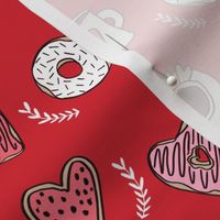 valentines coffee // donuts and coffee fabric breakfast cafe foodie red