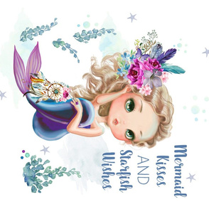 18"x21" Lilac Mermaid Quote / 4 to 1 yard of any 42" wide fabric only