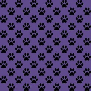 Half Inch Black Paw Prints on Ultra Violet Purple