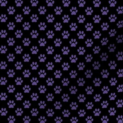 Half Inch Ultra Violet Purple Paw Prints on Black
