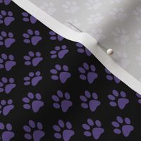 Half Inch Ultra Violet Purple Paw Prints on Black