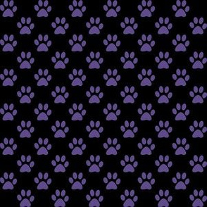 Half Inch Ultra Violet Purple Paw Prints on Black