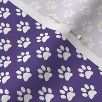 Half Inch White Paw Prints on Ultra Violet Purple