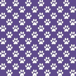 Half Inch White Paw Prints on Ultra Violet Purple