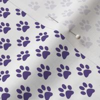 Half Inch Ultra Violet Purple Paw Prints on White