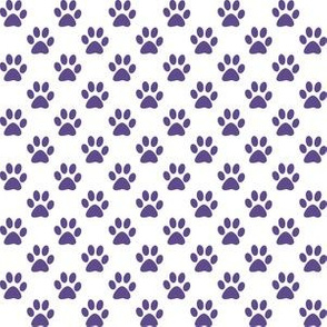 Half Inch Ultra Violet Purple Paw Prints on White