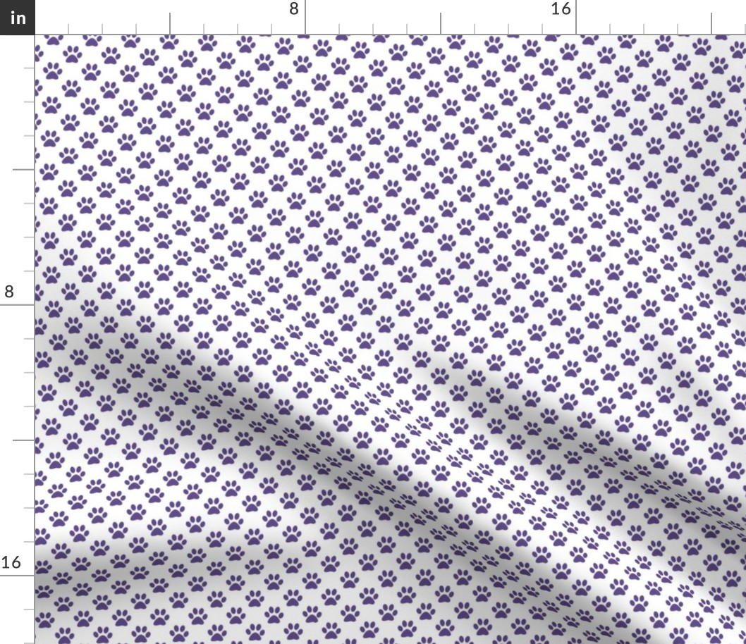 Half Inch Ultra Violet Purple Paw Prints on White