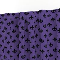 One Inch Black Fleur-de-lis on Ultra Violet Purple