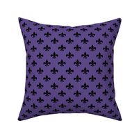 One Inch Black Fleur-de-lis on Ultra Violet Purple
