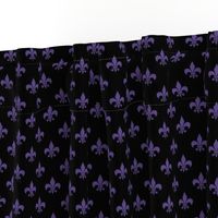 One Inch Ultra Violet Purple Fleur-de-lis on Black