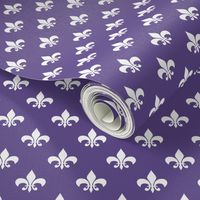 One Inch White Fleur-de-lis on Ultra Violet Purple