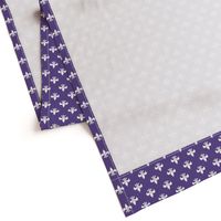 One Inch White Fleur-de-lis on Ultra Violet Purple