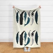whale tea towel // whole yard cut whales fabric ocean marine life 