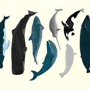 whale tea towel // whole yard cut whales fabric ocean marine life 