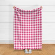 Two Inch French Rose Pink and White Gingham Check