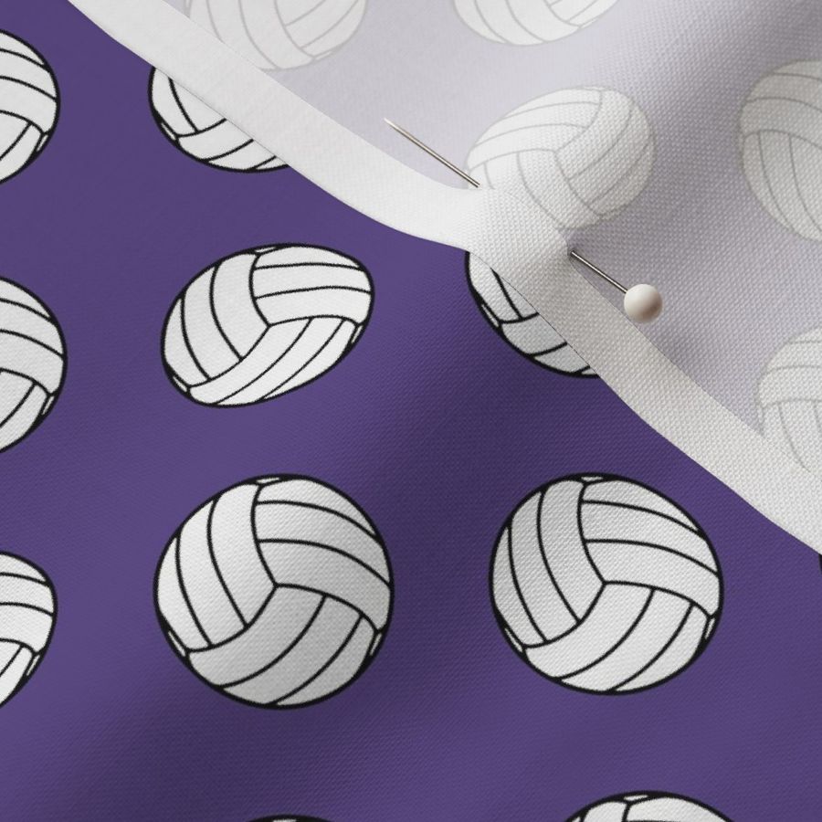 One Inch Black and White Sports Volleyball Balls on Ultra Violet Purple