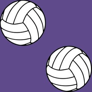 Three Inch Black and White Sports Volleyball Balls on Ultra Violet Purple