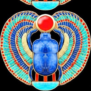 ancient egypt egyptian myths mythology legends gold sun solar disk royalty colorful wings scarab beetles dung insects imperial king tut Tutankhamun  royal lapis lazuli pharaoh