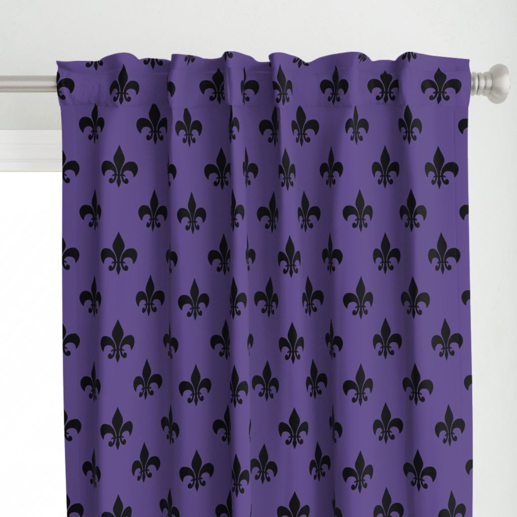 Three Inch Black Fleur-de-lis on Ultra Violet