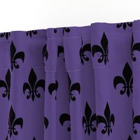 Three Inch Black Fleur-de-lis on Ultra Violet