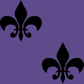 Three Inch Black Fleur-de-lis on Ultra Violet