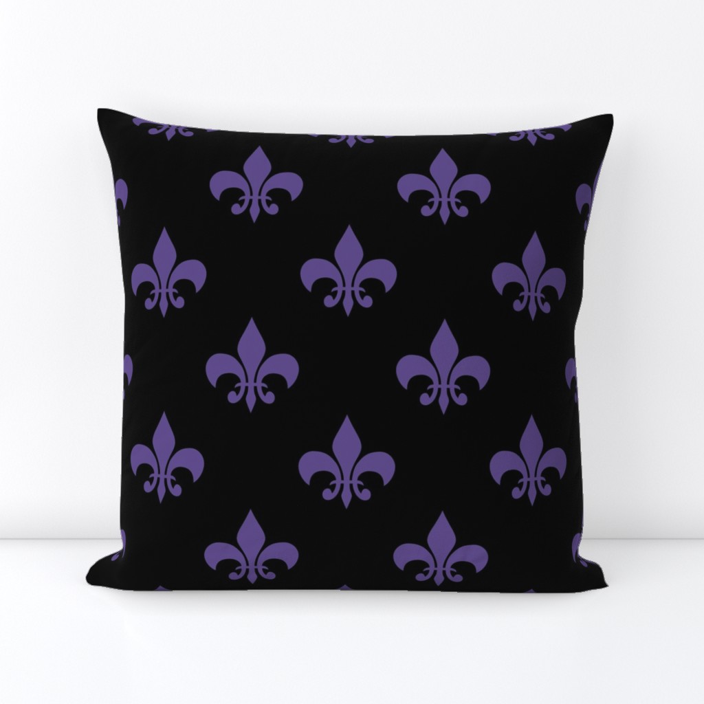 Three Inch Ultra Violet Purple Fleur-de-lis on Black