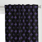 Three Inch Ultra Violet Purple Fleur-de-lis on Black