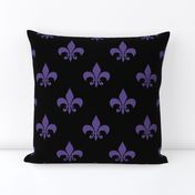 Three Inch Ultra Violet Purple Fleur-de-lis on Black