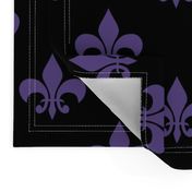 Three Inch Ultra Violet Purple Fleur-de-lis on Black