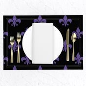 Three Inch Ultra Violet Purple Fleur-de-lis on Black