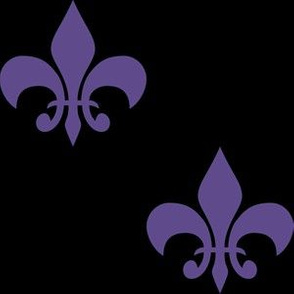 Three Inch Ultra Violet Purple Fleur-de-lis on Black