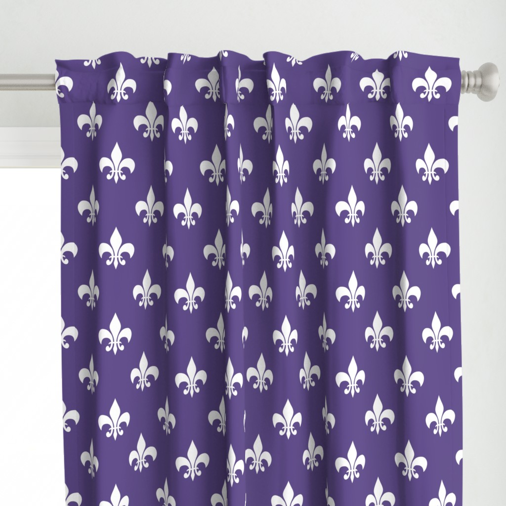 Three Inch White Fleur-de-lis on Ultra Violet