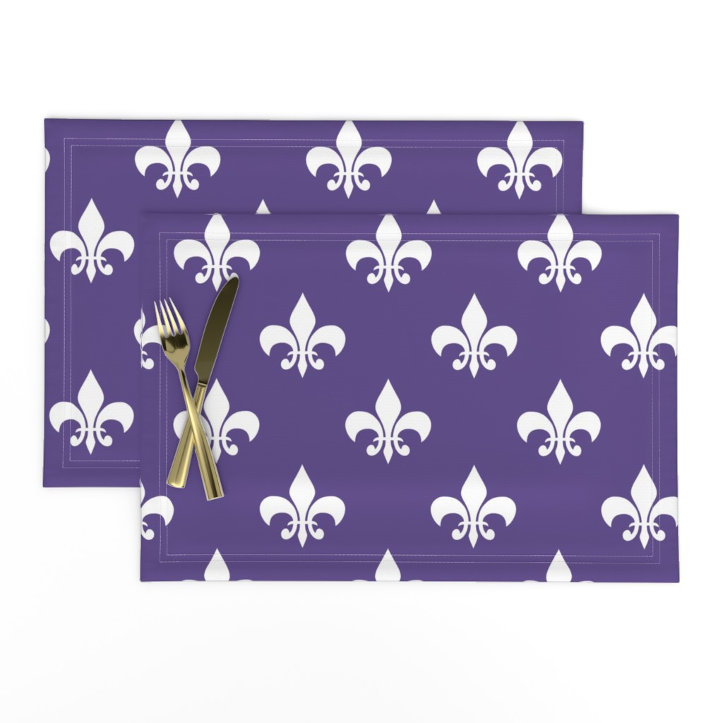 Three Inch White Fleur-de-lis on Ultra Violet