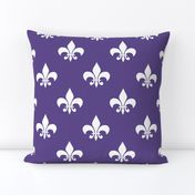 Three Inch White Fleur-de-lis on Ultra Violet