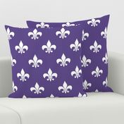 Three Inch White Fleur-de-lis on Ultra Violet