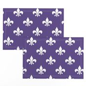 Three Inch White Fleur-de-lis on Ultra Violet