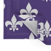 Three Inch White Fleur-de-lis on Ultra Violet