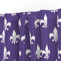 Three Inch White Fleur-de-lis on Ultra Violet