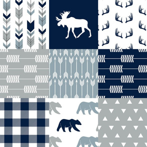 Woodland Wholecloth (moose and bear) - plaid