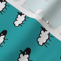 sheeps teal background