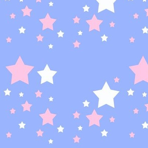 Pink White Stars Sky Blue 