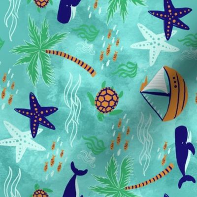 Tropical Whales and Sailboats