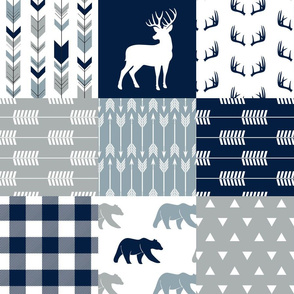 Woodland Wholecloth (buck and bear)   - plaid
