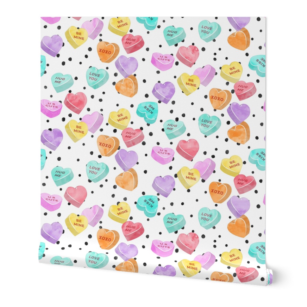 (jumbo scale) valentines day heart candy - conversation hearts  on spots 