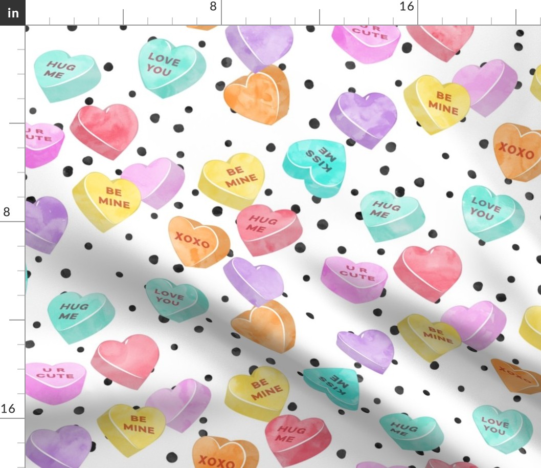 (jumbo scale) valentines day heart candy - conversation hearts  on spots 