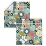 Oriental blooms tea towel