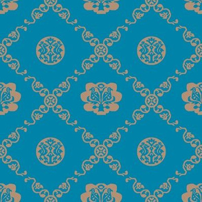 Syrian Medallions-Blue and Tan