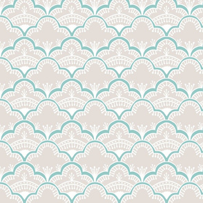 Scallop Lace Natural Soft Blue for Boho Home