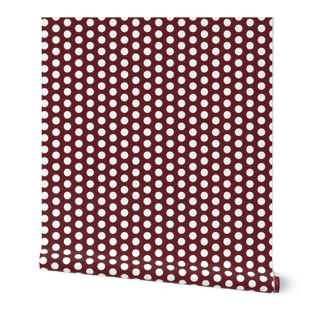 White Large Polka Dot on Wine Red Maroon || Spots Drops  Home Decor 